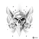 Skull with wolf tattoo design idea