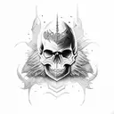 Skull with wolf tattoo design idea