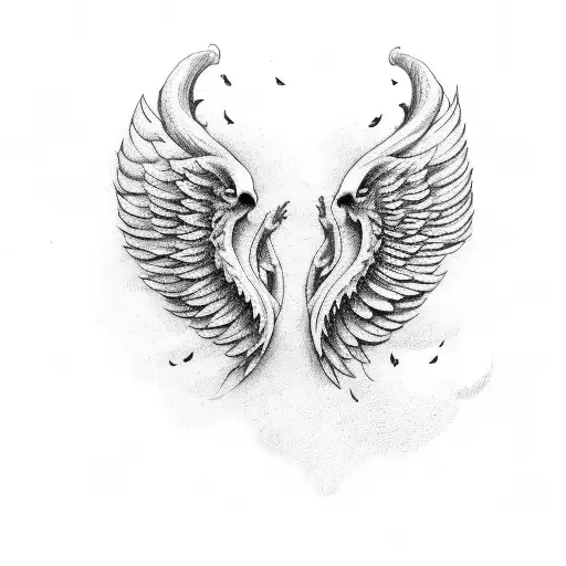 devil and angel wings  tattoo design idea