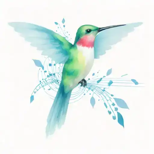 Hummingbird made of music notes incorporated tattoo design idea