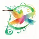 hummingbird music notes tattoo design idea