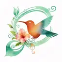 hummingbird music notes tattoo design idea