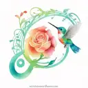 hummingbird music notes tattoo design idea