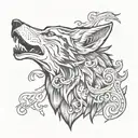 alpha male wolf howling tattoo design idea