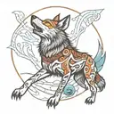 alpha male wolf howling tattoo design idea