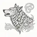 alpha male wolf howling tattoo design idea