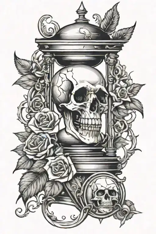 hourglass and skull mason sun gothic inspired tattoo tattoo design idea