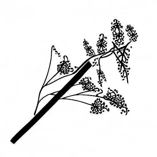 wisteria and orangeblossom simple boquet tattoo design idea