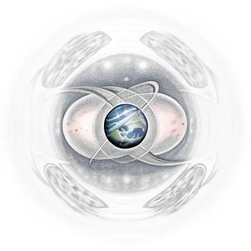 Star with planets tattoo design idea