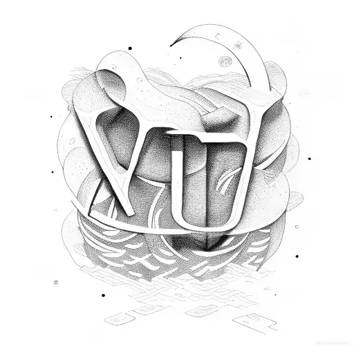 Letter 'S' climbing around letter 'J' tattoo design idea