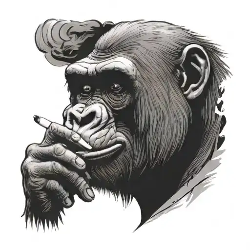 Silverback gorilla smoking tattoo design idea
