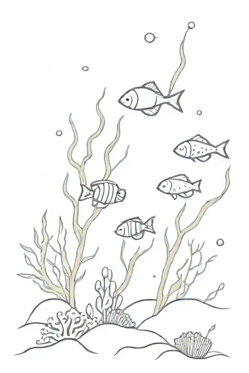 coral reef scene tattoo design idea