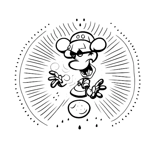 goofy Mushroom guy with glasses tattoo design idea