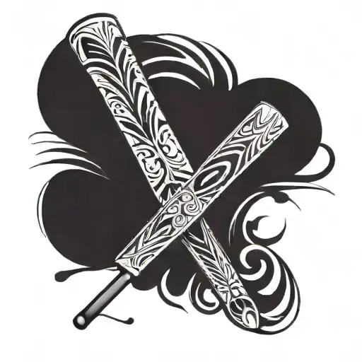 pastel baseball bat with needles tattoo design idea