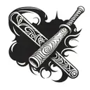 pastel baseball bat with needles tattoo design idea