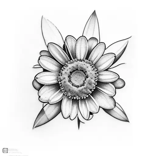 cross with violet daisy aster  tattoo design idea