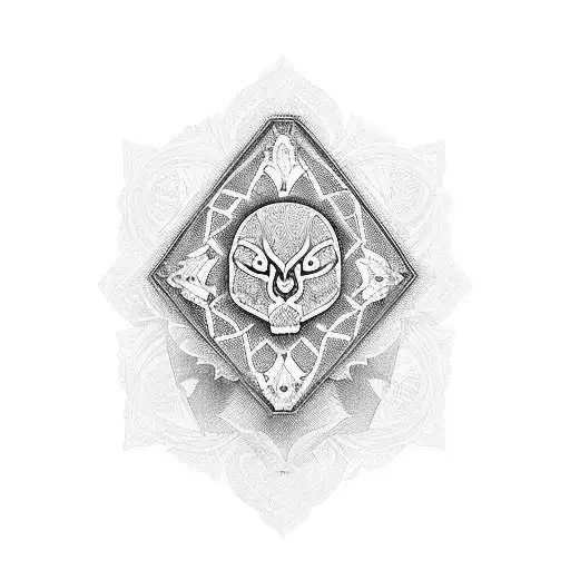 A casket adorned with intricate geometric patterns, representing the beauty found in mortality tattoo design idea