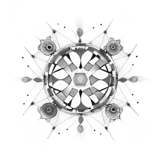 A series of interconnected hourglasses forming a mandala, representing the interconnectedness of life and death tattoo design idea
