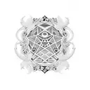 A casket adorned with intricate geometric patterns, representing the beauty found in mortality tattoo design idea