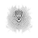 A casket adorned with intricate geometric patterns, representing the beauty found in mortality tattoo design idea