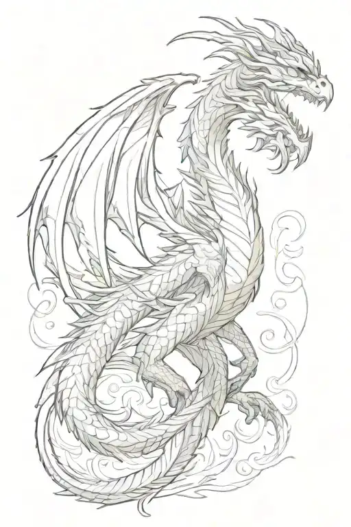 a dragon with a phoenix rising tattoo design idea