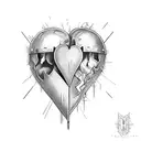 a heart with multiple stabbing wounds a with a dagger just one cm stabbing it tattoo design idea