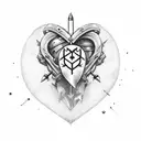 a heart with multiple stabbing wounds a with a dagger just one cm stabbing it tattoo design idea