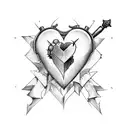 a heart with multiple stabbing wounds a with a dagger just one cm stabbing it tattoo design idea