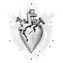 a heart with multiple stabbing wounds a with a dagger just one cm stabbing it tattoo design idea