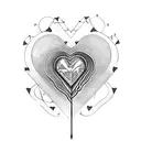 a heart with multiple stabbing wounds a with a dagger just one cm stabbing it tattoo design idea