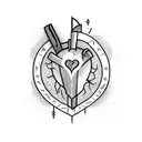 a heart with multiple stabbing wounds a with a dagger just one cm stabbing it tattoo design idea