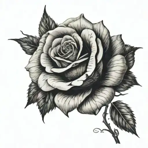 long stemmed black rose in the style of the Korean band "the Rose" tattoo design idea