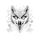 right part of the head of an owl and left part of a wolf tattoo design idea