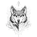 right part of the head of an owl and left part of a wolf tattoo design idea