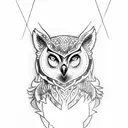 right part of the head of an owl and left part of a wolf tattoo design idea