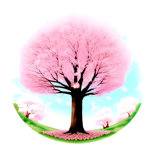 tree of life cherry blossom tattoo design idea