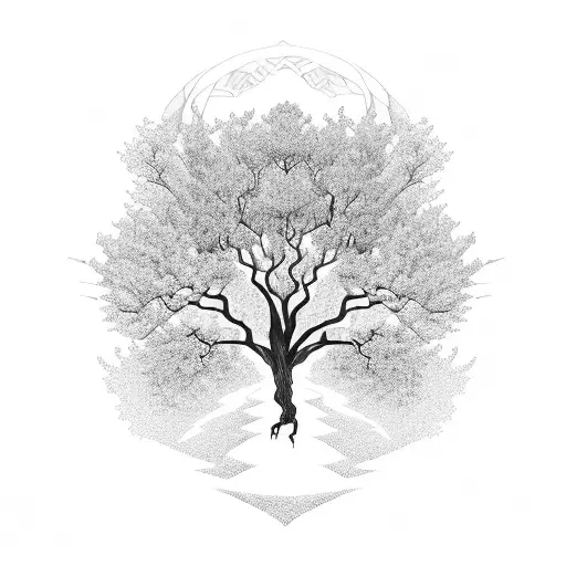 tree of life cherry blossom tattoo design idea