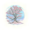 tree of life cherry blossom tattoo design idea