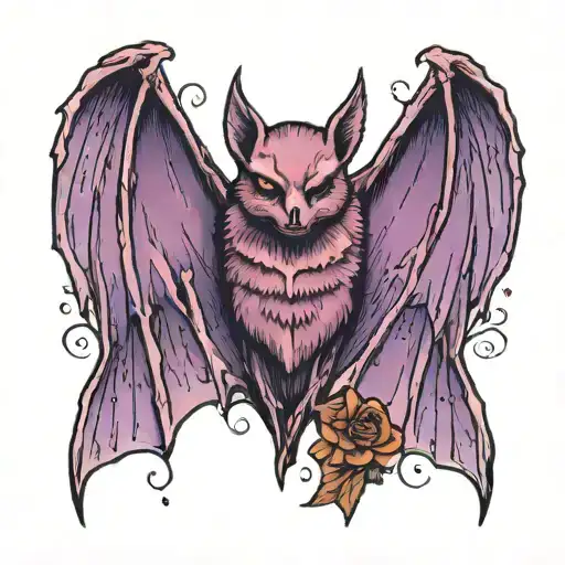 purple bat wings spread facing forward tattoo design idea
