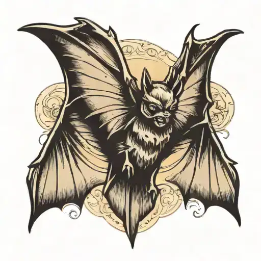 bat wings spread wide tattoo design idea