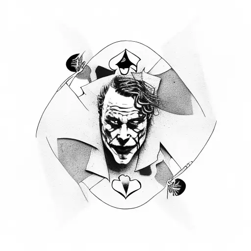 Heath Ledger Joker as a playing card tattoo design idea