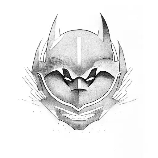 A dotwork tattoo of Batman's silhouette soaring through the night sky tattoo design idea