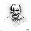 Heath Ledger Joker's iconic smile with a twisted carnival theme tattoo design idea