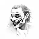 Heath Ledger Joker's iconic smile with a twisted carnival theme tattoo design idea