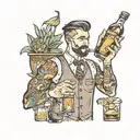 bartender mixing drinks tattoo design idea