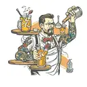 bartender mixing drinks tattoo design idea