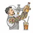 bartender mixing drinks tattoo design idea