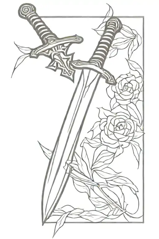 Minimalism sword tattoo tattoo design idea