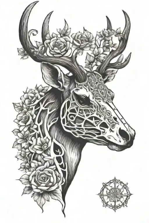 deer skull tattoo design idea