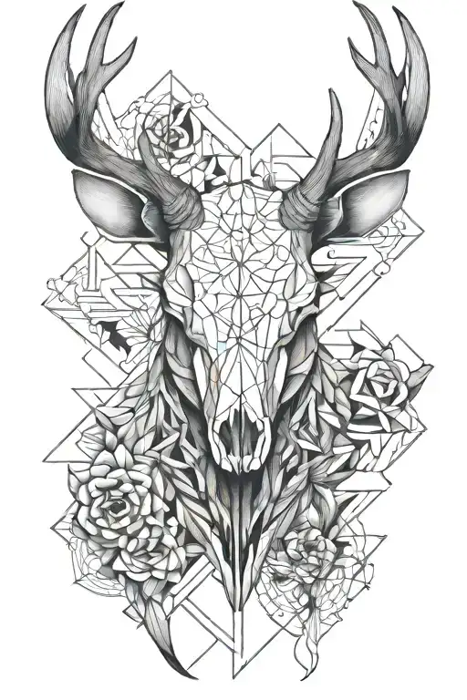 deer skull tattoo design idea